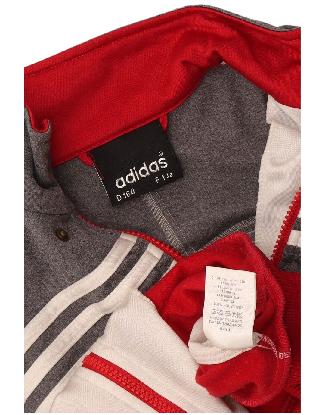 Adidas Jungen-Trainingsanzug-Top-Jacke, 13–14 Jahre, graues Colourblock-Polyester