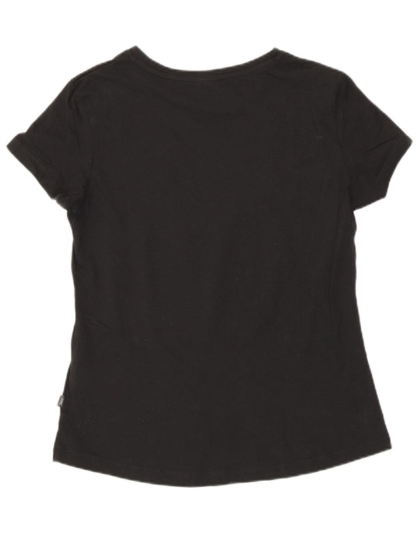 Puma Damen Grafik T-Shirt Top UK 12 Medium Schwarz Baumwolle