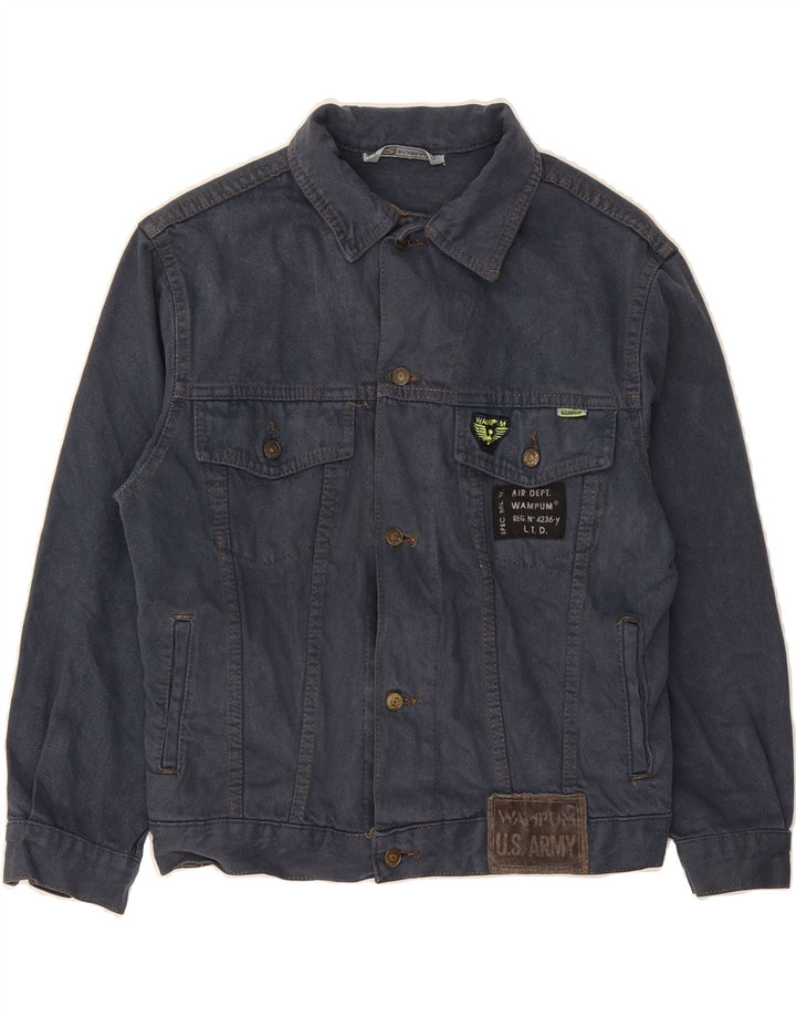 WAMPUM Boys Denim Jacket 11-12 Years Medium  Navy Blue Cotton Vintage Wampum and Second-Hand Wampum from Messina Hembry 
