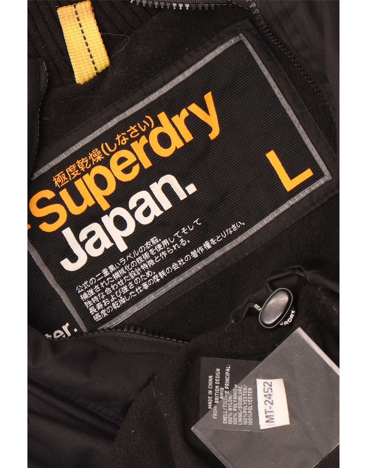 Superdry Herren-Windbreakerjacke mit Kapuze, UK 40, Größe L, aus schwarzem Nylon
