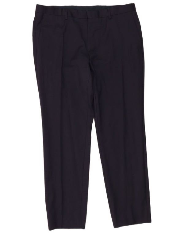 Hugo Boss Herren Slim Anzughose W36 L30 Marineblaue Wolle