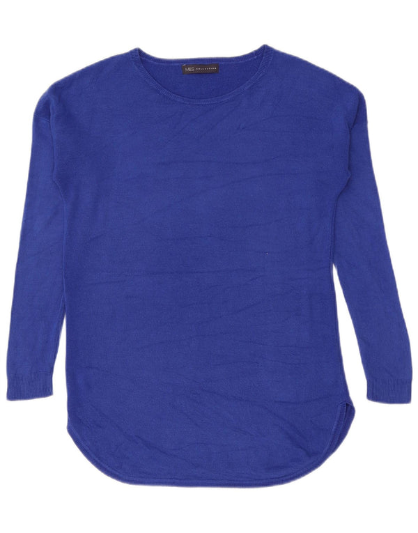 Marks & Spencer Damen-Pullover mit U-Boot-Ausschnitt, Gr. 10, Small, Blau, Acryl