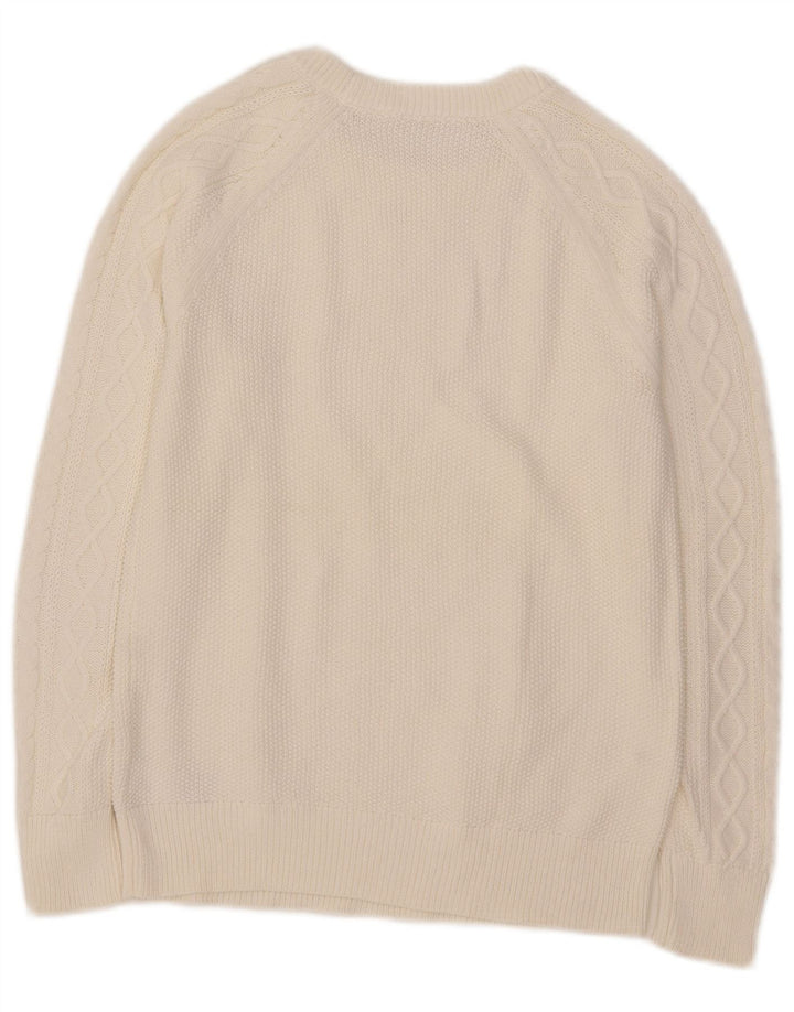 Gap Damen-Pullover mit Rundhalsausschnitt, UK 14, mittelweiße Baumwolle