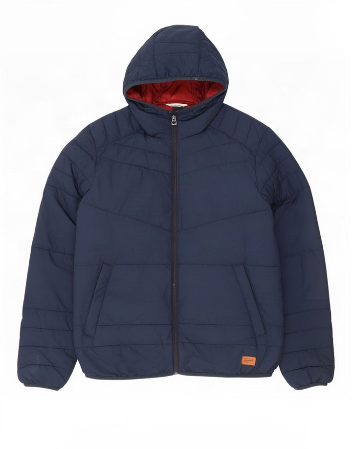 Jack & Jones Herren-Jacke mit Kapuze, gepolstert, UK 36, Größe S, Marineblau, Polyester