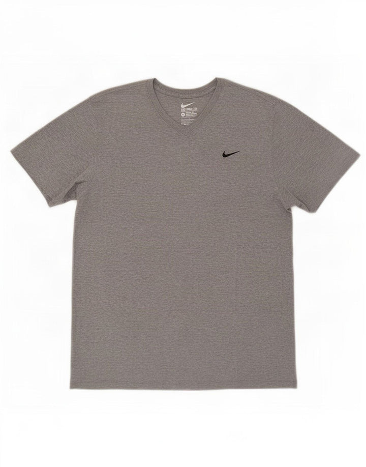Nike Herren-T-Shirt mit athletischem Schnitt, groß, grau gefleckte Baumwolle