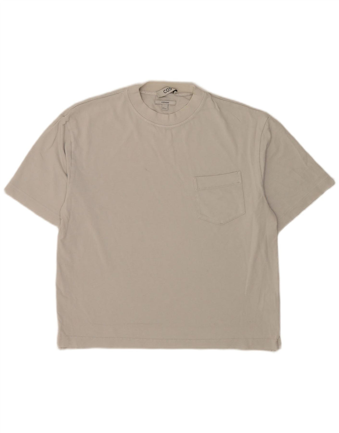 Cos Herren-T-Shirt in Übergröße, Größe S, cremefarbene Baumwolle
