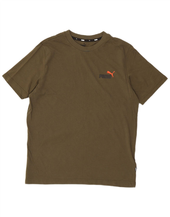 PUMA Mens T-Shirt Top Medium Khaki Cotton