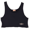 Vintage Damen Crop Weste Top UK 14 Medium Marineblau Baumwolle