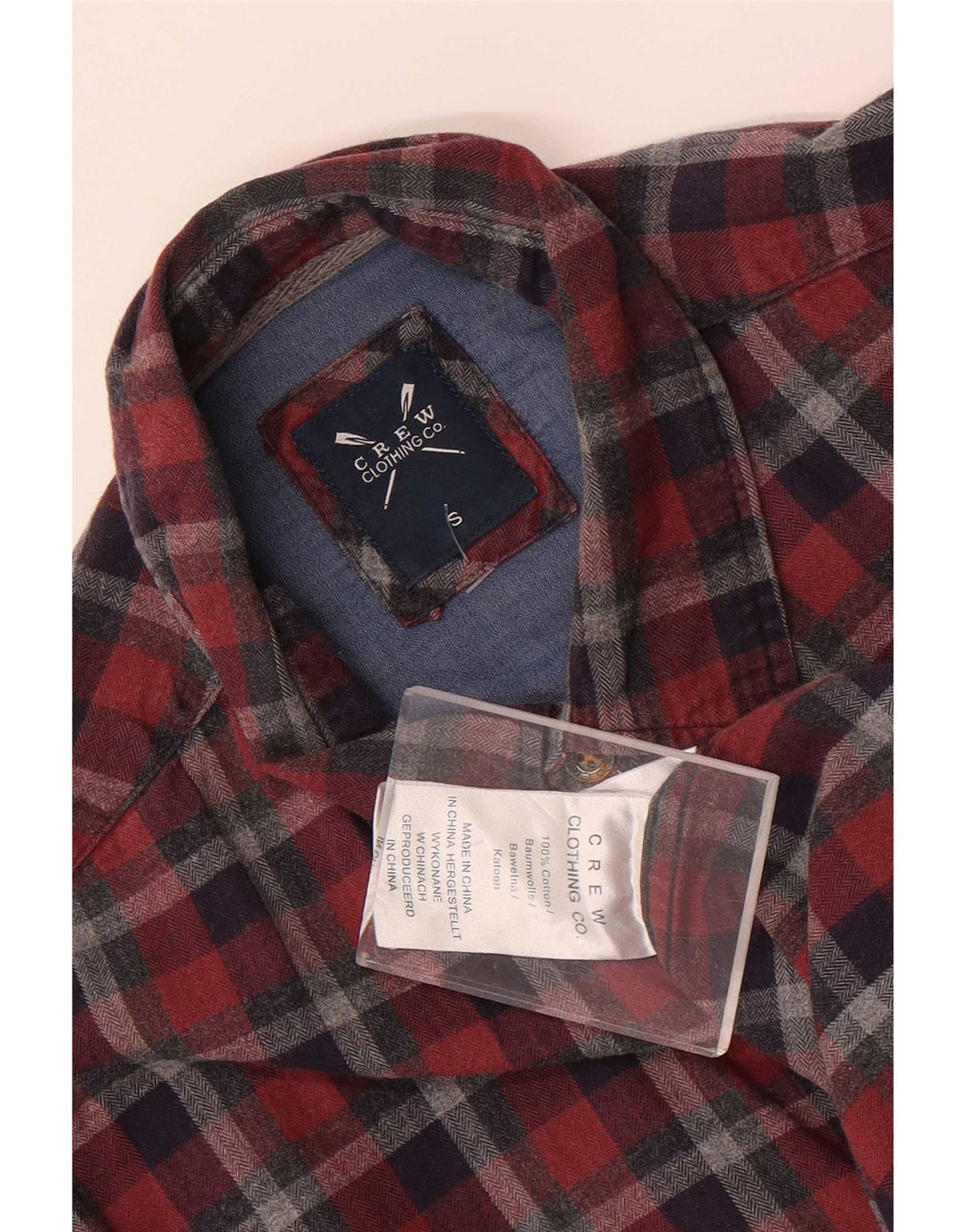 Crew Clothing Herren-Flanellhemd, klein, rot, kariert, Baumwolle