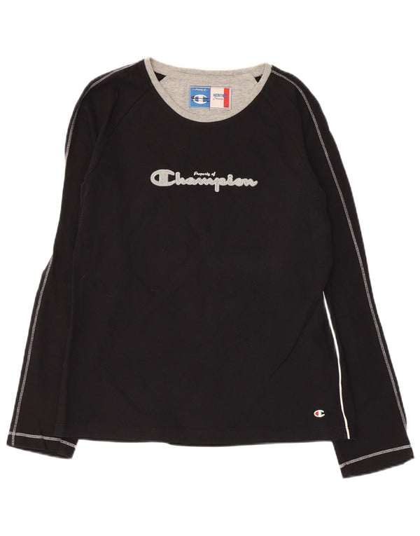 CHAMPION Damen Graphic Top Langarm UK 14 Large Schwarz
