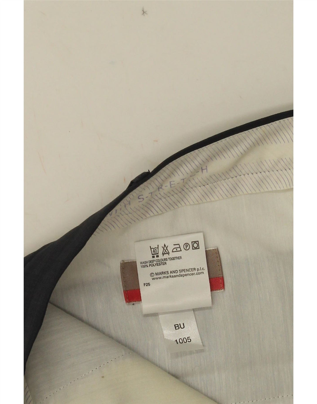 Gerade Herren-Anzughose von Marks & Spencer, W36, L29, marineblaues Polyester