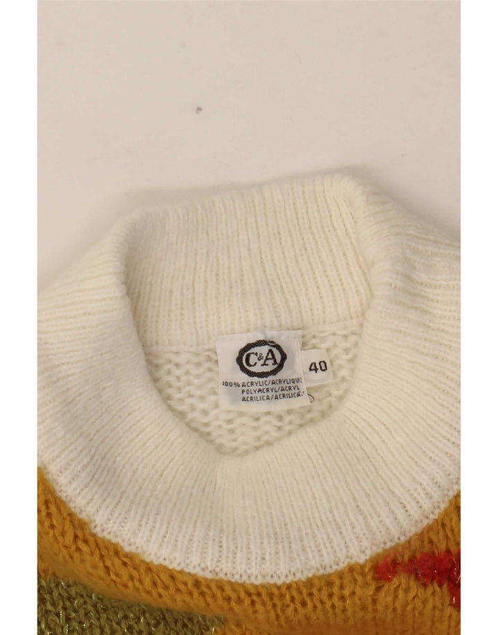 C&A Rollkragenpullover für Damen, EU 40, Mittelweiß, Farbblock
