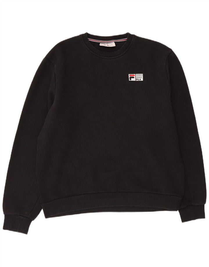 FILA Herren Grafik-Sweatshirt-Pullover aus mittelschwarzer Baumwolle