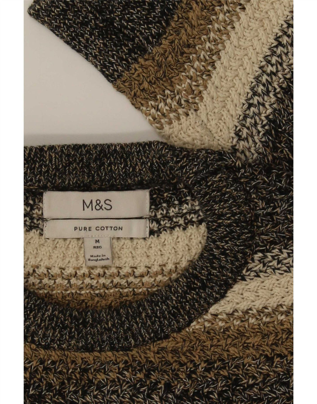 Marks & Spencer Herren-Pullover mit Rundhalsausschnitt, mittelgroß, mehrfarbig gestreift