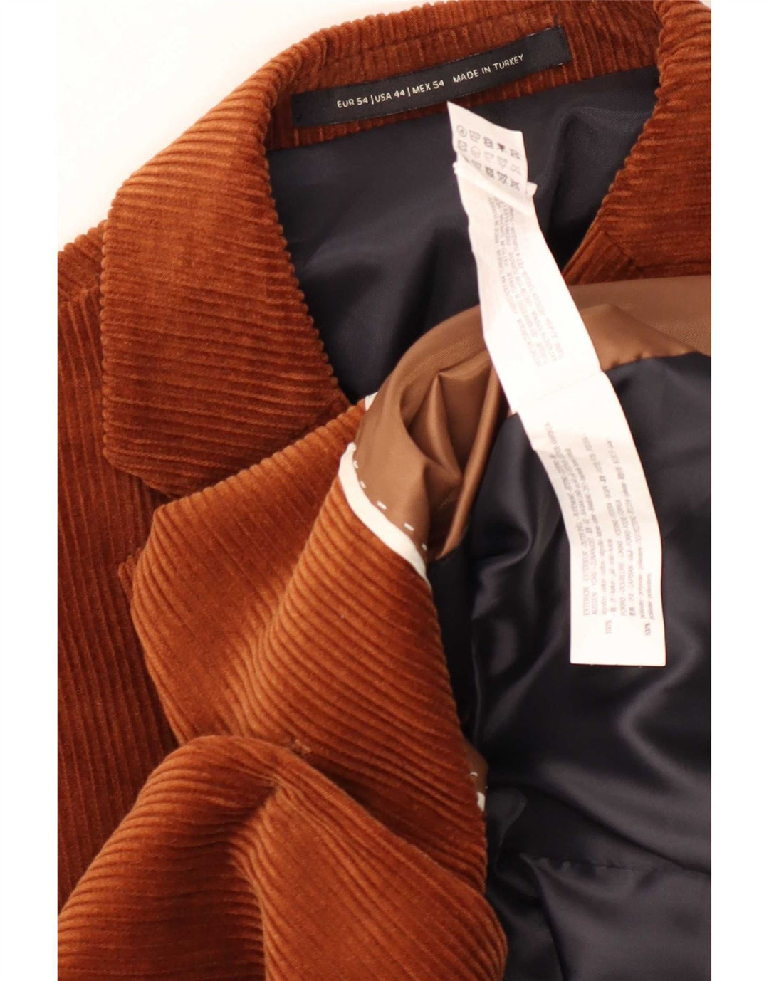 Zara Herren 2-Knopf-Blazer aus Cord, EU 54, XL, braune Baumwolle