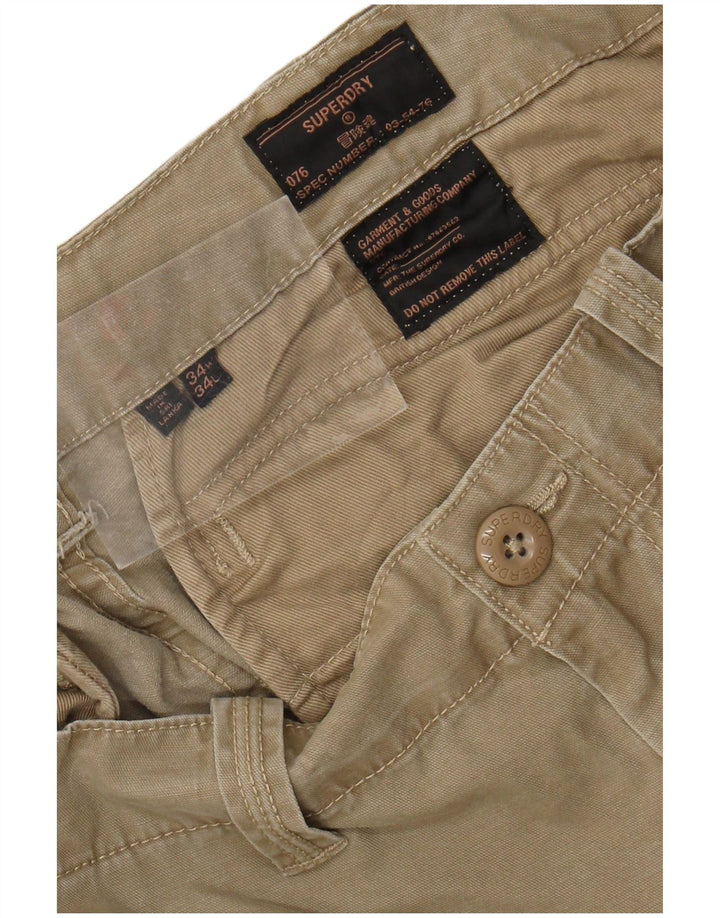 Superdry Herren Slim Cargohose W34 L34 Khaki Baumwolle