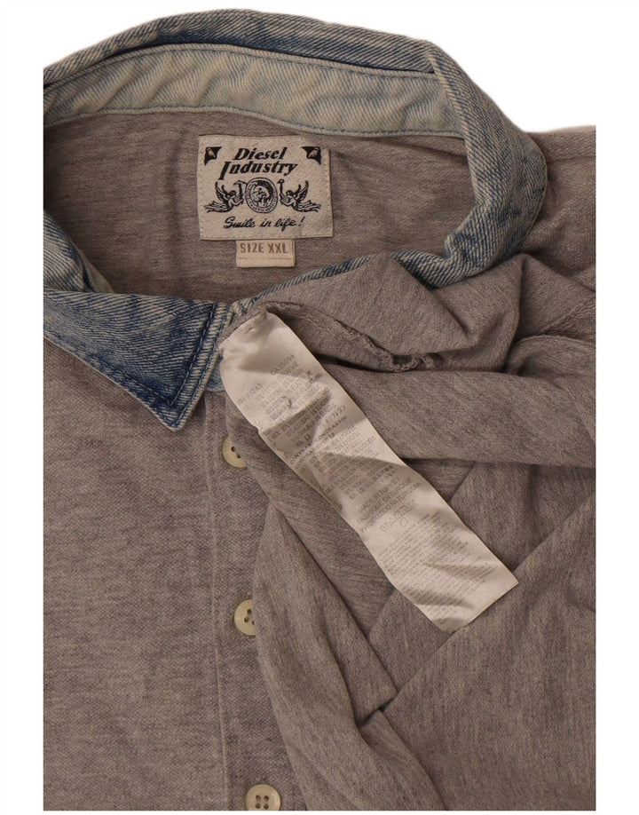 Diesel Herren Poloshirt 2XL Grau Colourblock Baumwolle