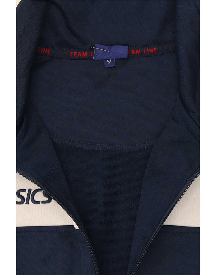 Asics Herren-Trainingsanzug, mittelgroß, Marineblau, Farbblock-Polyester