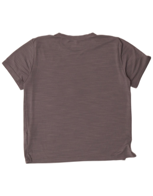 NIKE Damen Dri Fit T-Shirt Top UK 16 Large Grau geflecktes Polyester