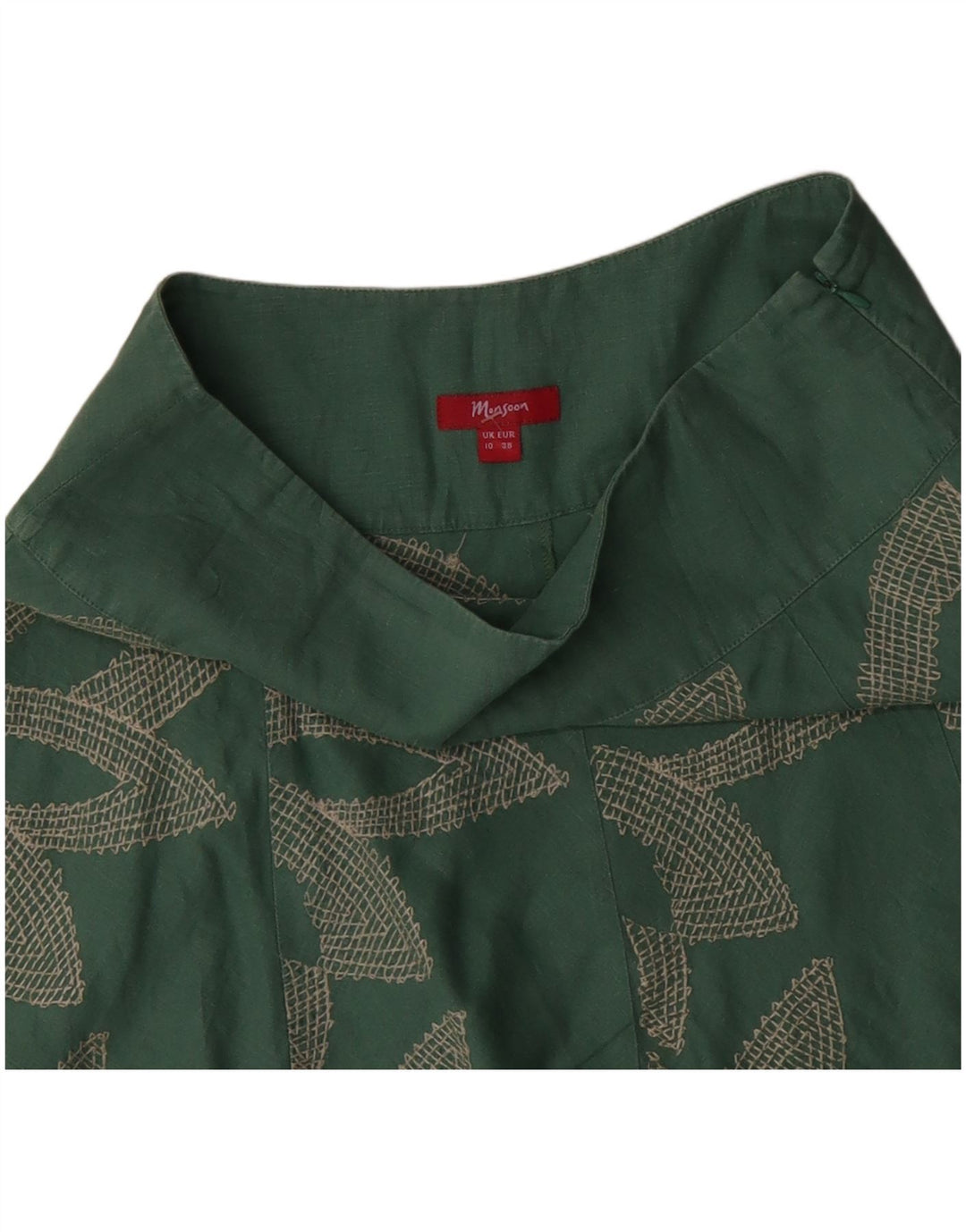 MONSOON A-Linien-Rock mit niedriger Taille für Damen, UK 10, Größe S, W32, grün, geblümt, Baumwolle