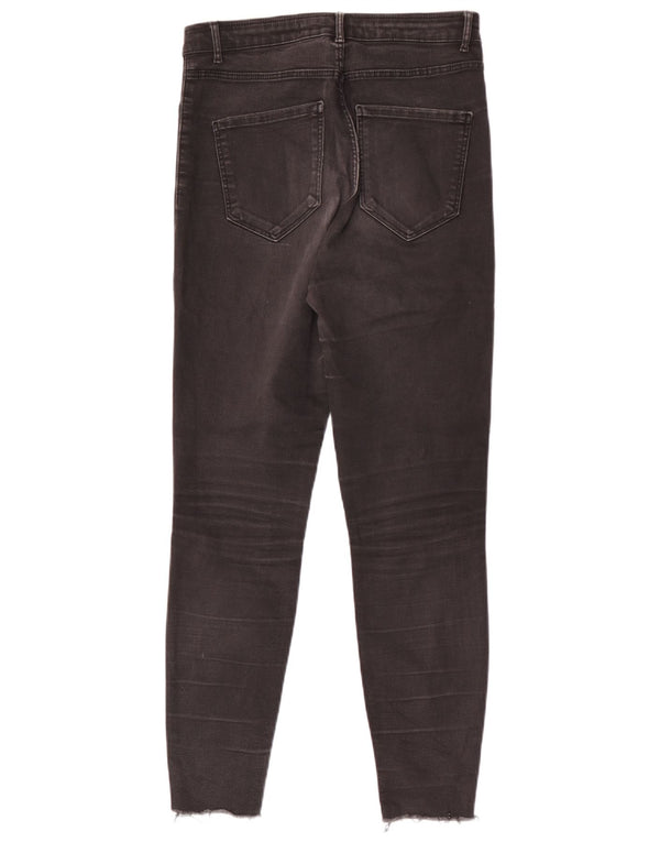 Zara Damen High Waist Distressed Skinny Jeans EU 42 Large W32 L28 Schwarz