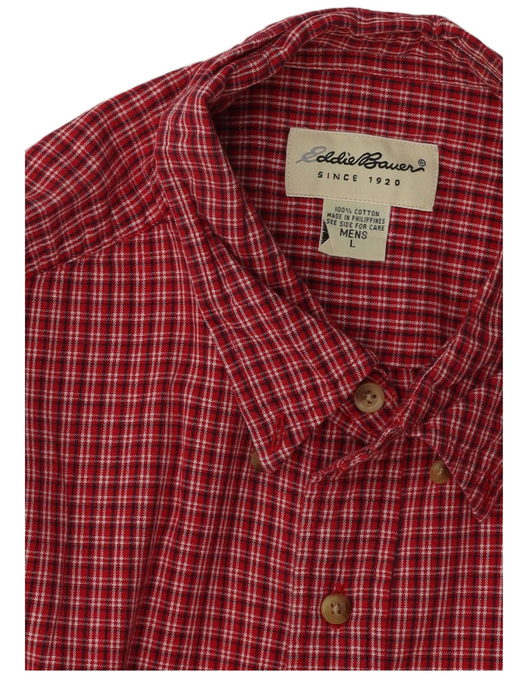 EDDIE BAUER Herren-Kurzarmhemd, große rote Gingham-Baumwolle