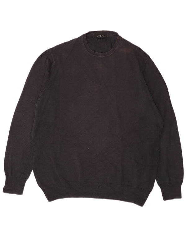Zara Herren-Pullover mit Rundhalsausschnitt, XL, Schwarz