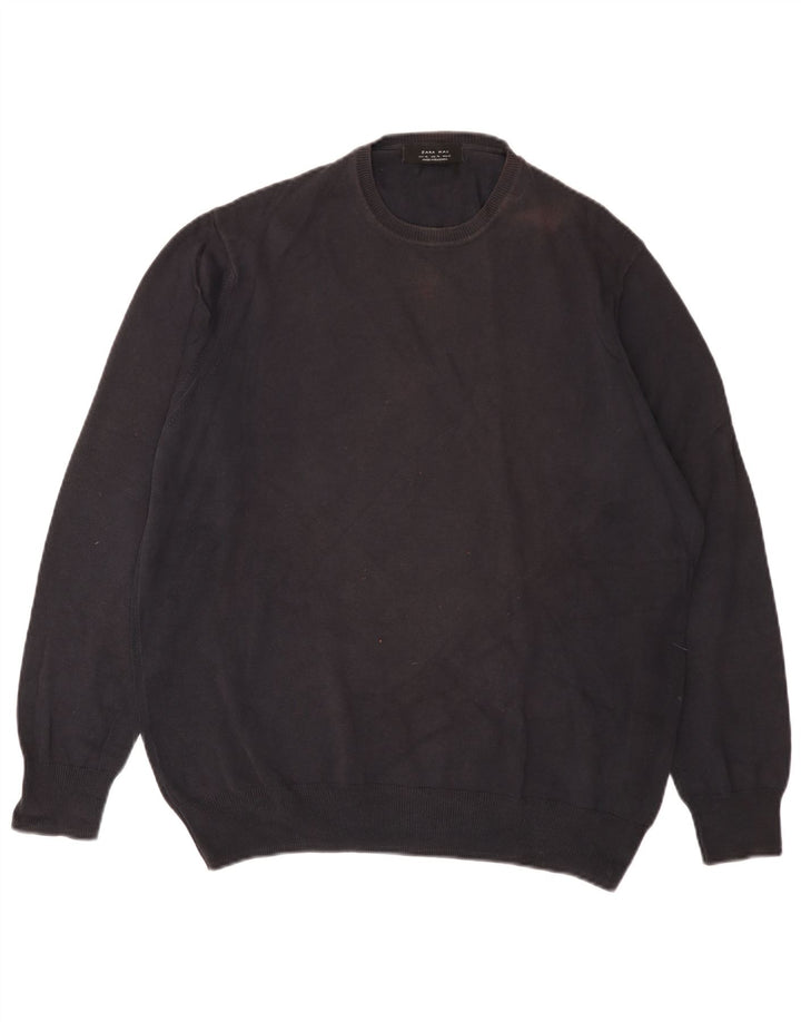 Zara Herren-Pullover mit Rundhalsausschnitt, XL, Schwarz