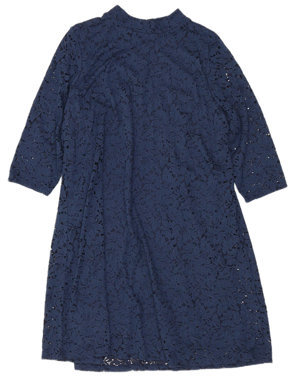 Marks & Spencer Damen-Kleid in A-Linie mit 3/4-Ärmeln, UK 20 2XL, Marineblau mit Blumenmuster