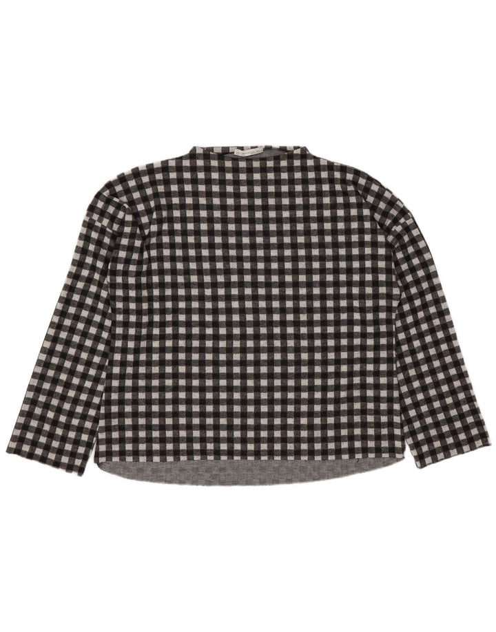 Zara Damen Trafaluc Übergroßes Top Langarm UK 10 Small Black Gingham