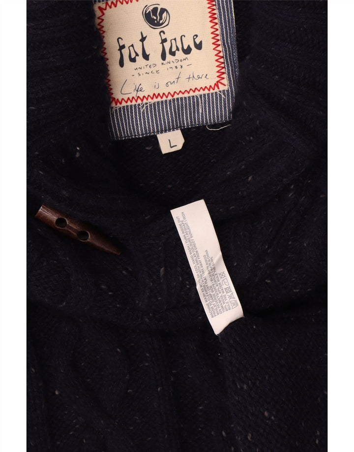Fat Face Herren-Pullover mit Schalkragen, groß, marineblau gesprenkelte Wolle