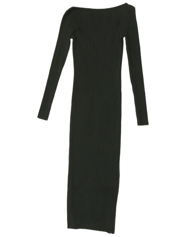 Langärmliges, figurbetontes Kleid von Zara für Damen, Größe S, Größe S, Grün, Baumwolle