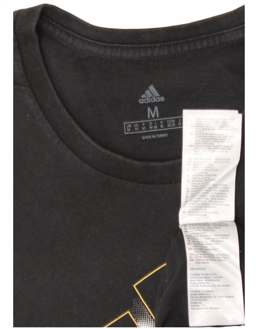 Adidas Herren Grafik T-Shirt Top Medium Schwarz Baumwolle