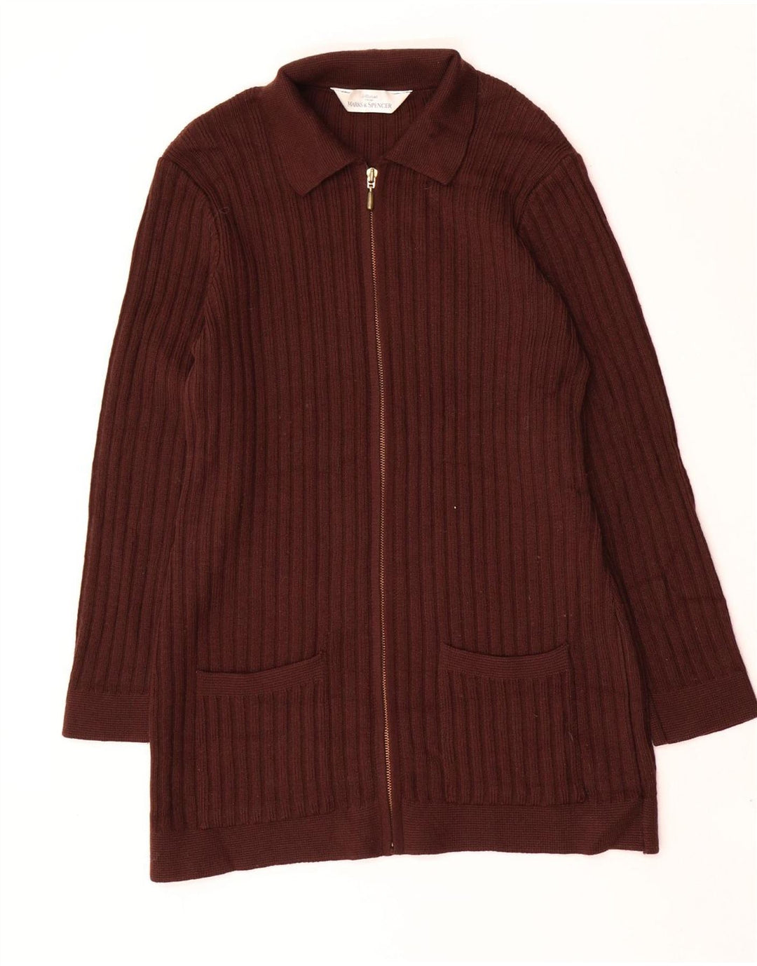 Marks & Spencer Damen-Cardigan-Pullover UK 14 Große braune Wolle