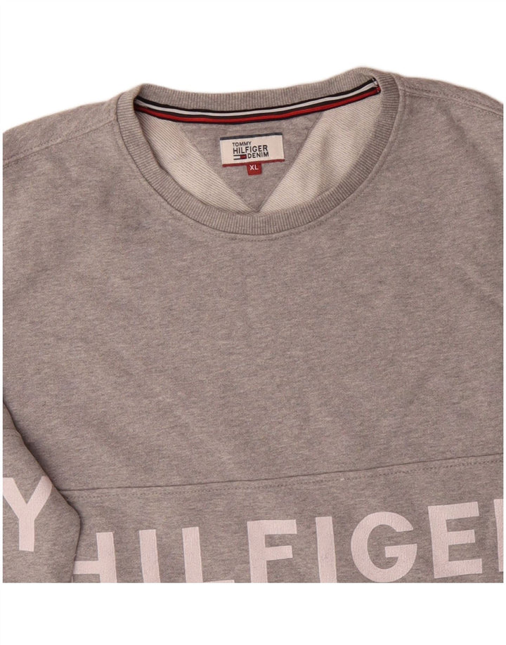 TOMMY HILFIGER Herren Grafik Sweatshirt Pullover XL Grau Baumwolle