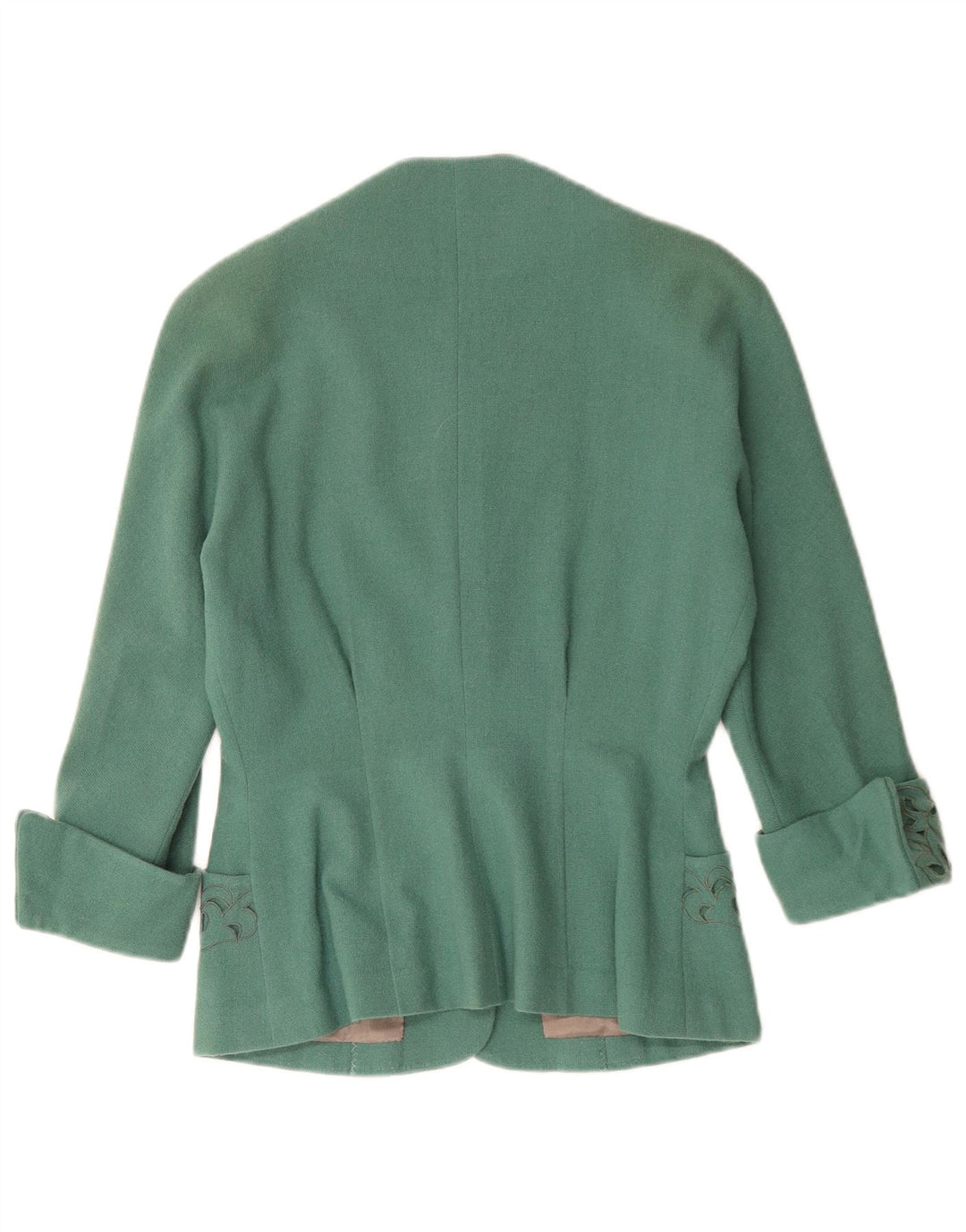 Vintage Damen 3-Knopf-Blazerjacke UK 12 Mittelgrün Paisley