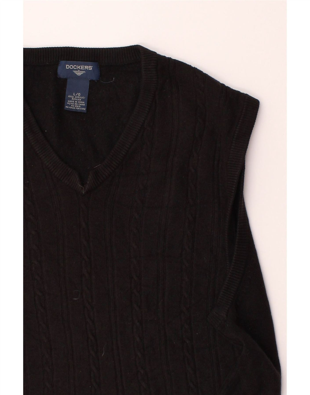 DOCKERS Mens Vest Tank Top Large Black Striped Acrylic Vintage Dockers and Second-Hand Dockers from Messina Hembry 