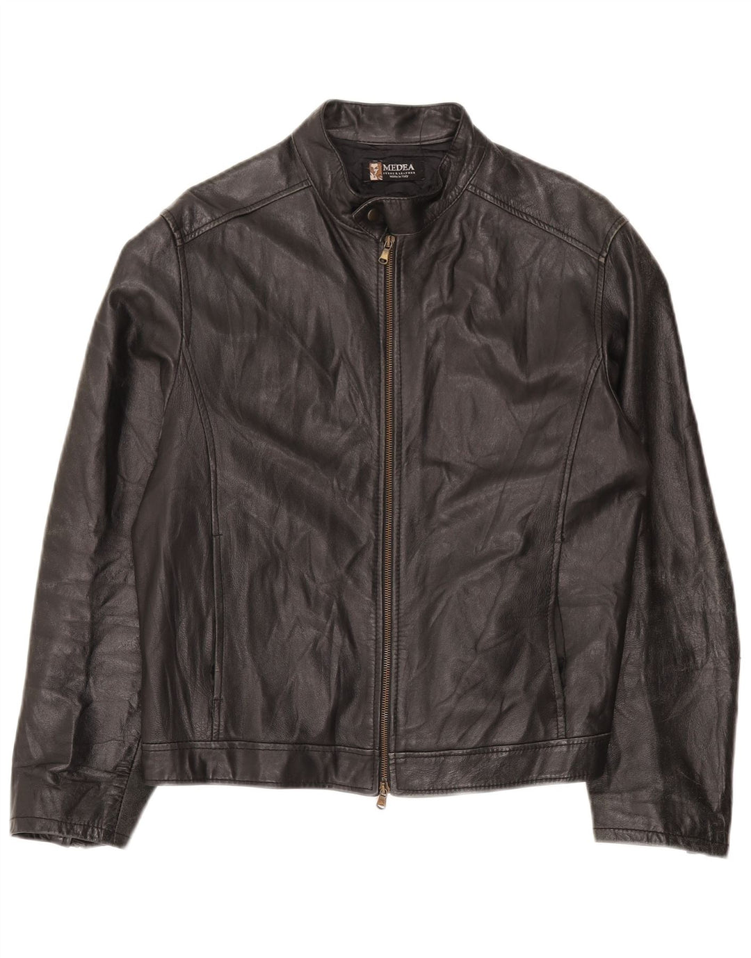 Vintage Herren Lederjacke IT 48 Mittelschwarzes Leder