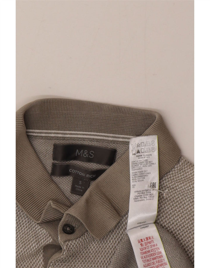 Marks & Spencer Herren-Pullover mit Polokragen, kurzärmelig, Größe S, Grau