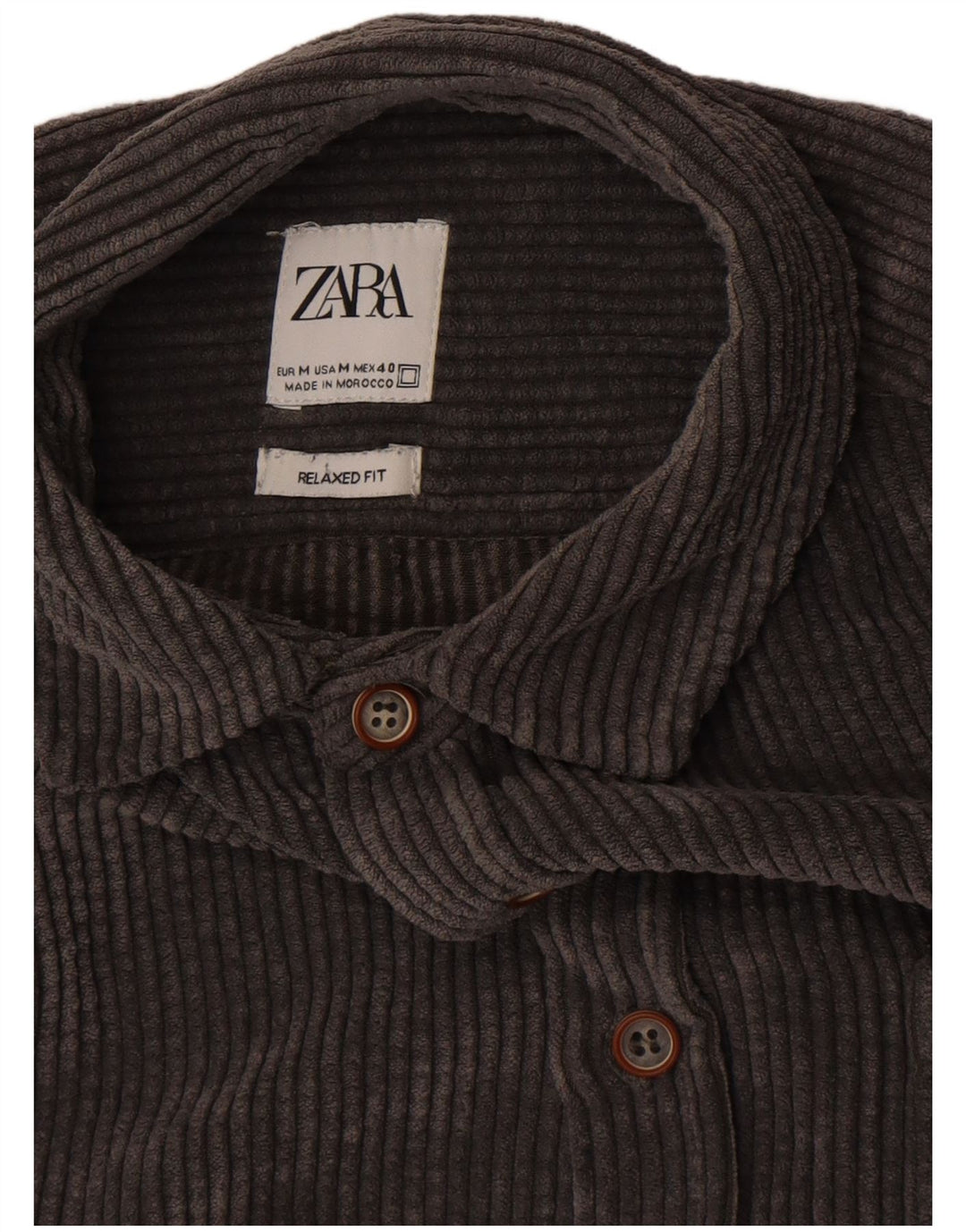 ZARA Herren Cord-Hemd mit entspannter Passform Mittelgrau