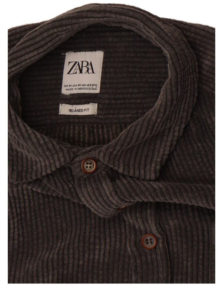 ZARA Herren Cord-Hemd mit entspannter Passform Mittelgrau