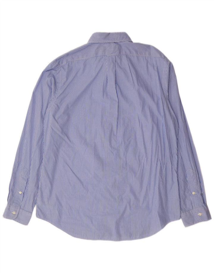 RALPH LAUREN Herren-Stretchhemd, große blaue Nadelstreifen-Baumwolle