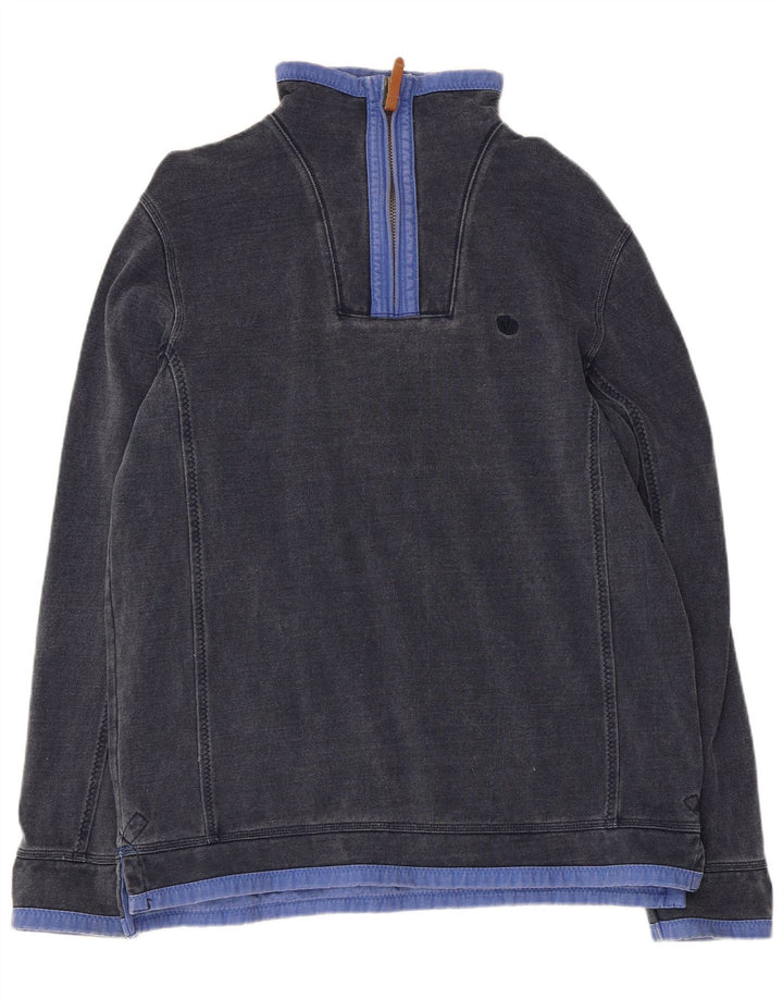 Fat Face Herren-Sweatshirt mit Reißverschluss am Hals, groß, marineblau, Baumwolle