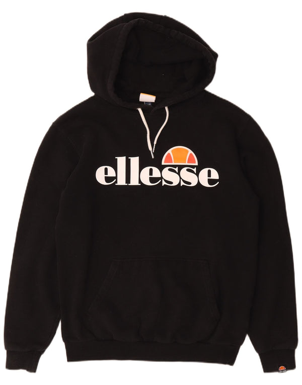 Ellesse Womens Graphic Hoodie Pullover UK 12 Mittelschwarze Baumwolle