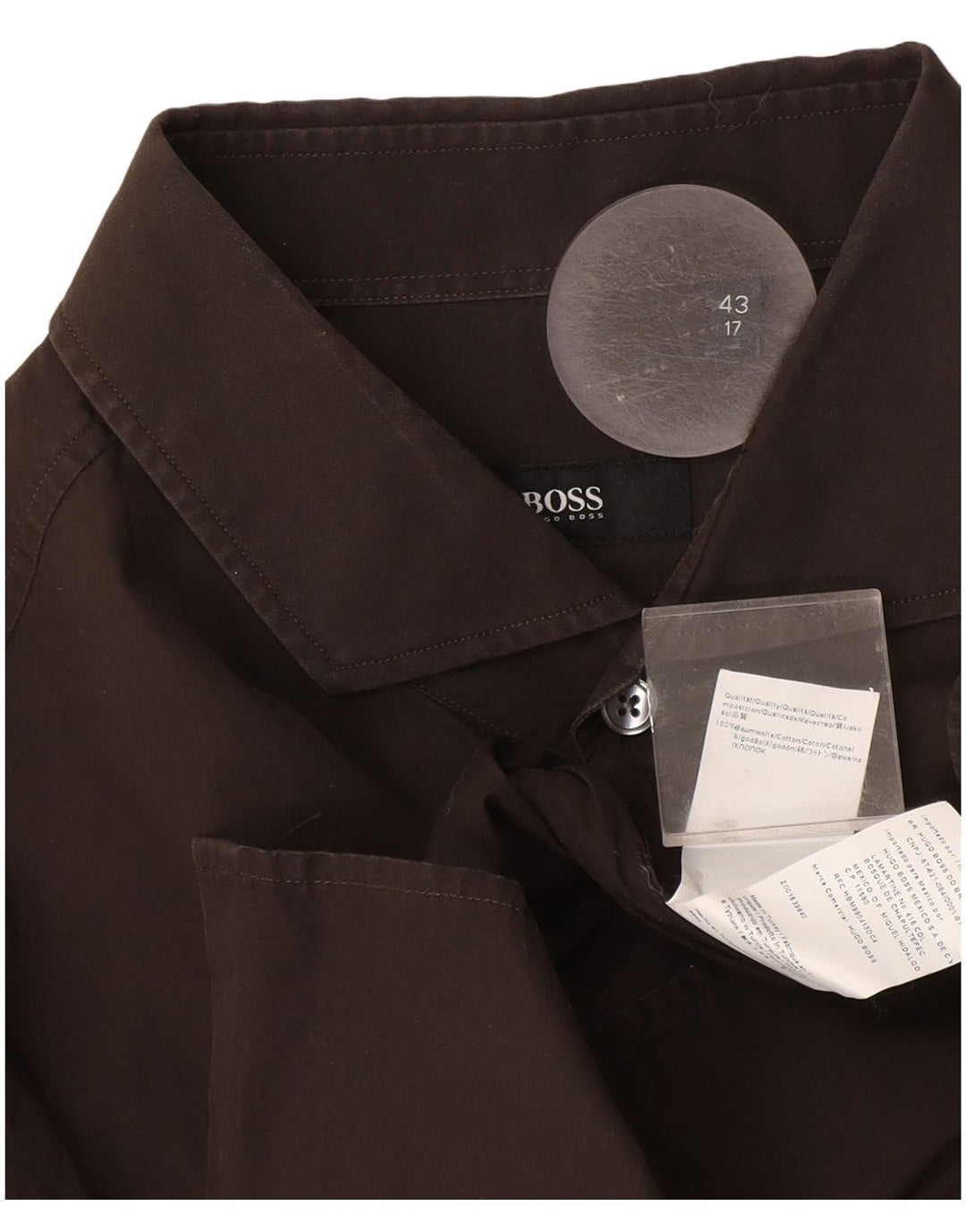 Hugo Boss Herrenhemd Größe 17 43 XL Graue Baumwolle