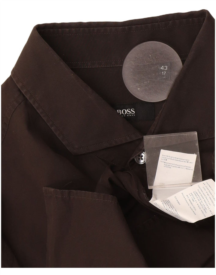 Hugo Boss Herrenhemd Größe 17 43 XL Graue Baumwolle