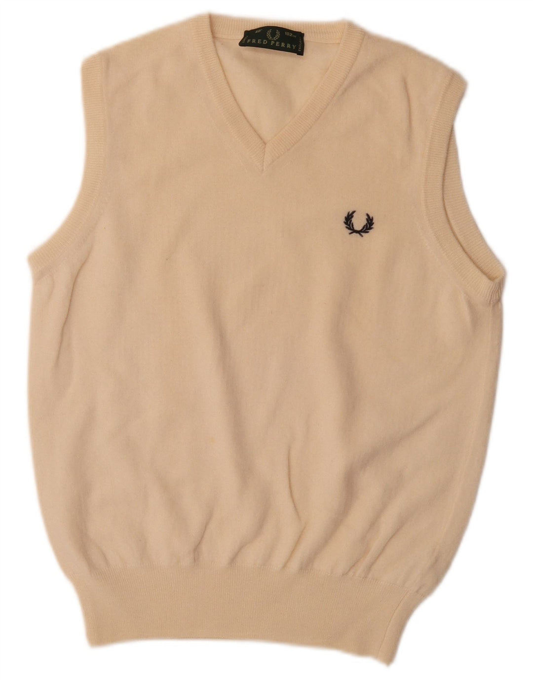 Fred Perry Herren Weste Tank Top Small Beige Wolle