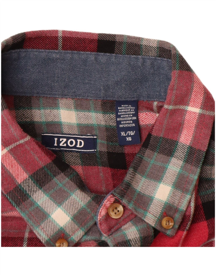 IZOD Herren-Flanellhemd XL, rot kariert, Baumwolle
