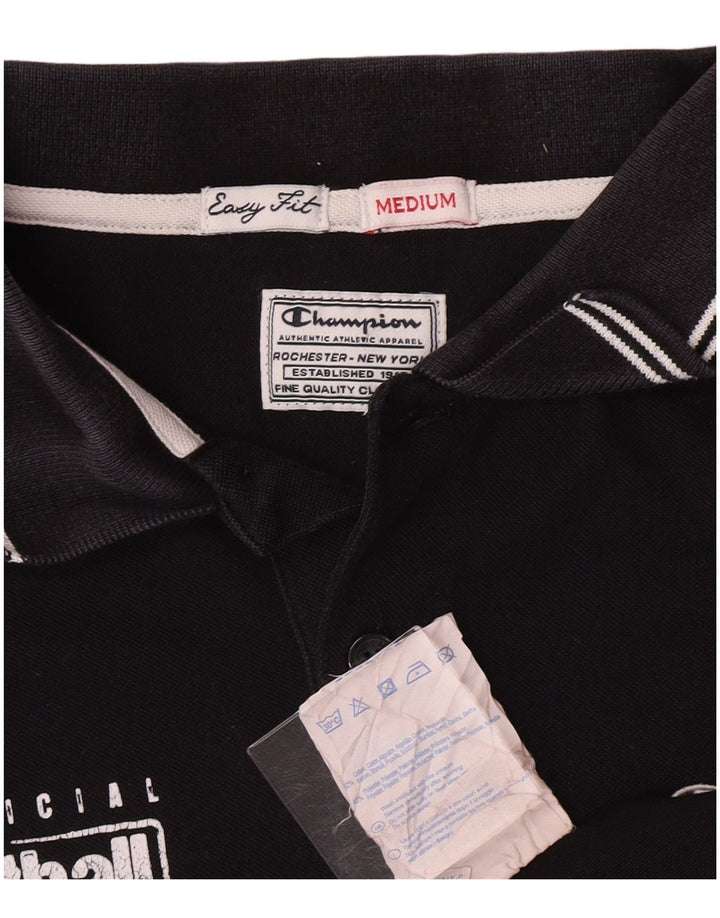 Champion Herren Easy Fit Graphic Poloshirt Mittelschwarze Baumwolle