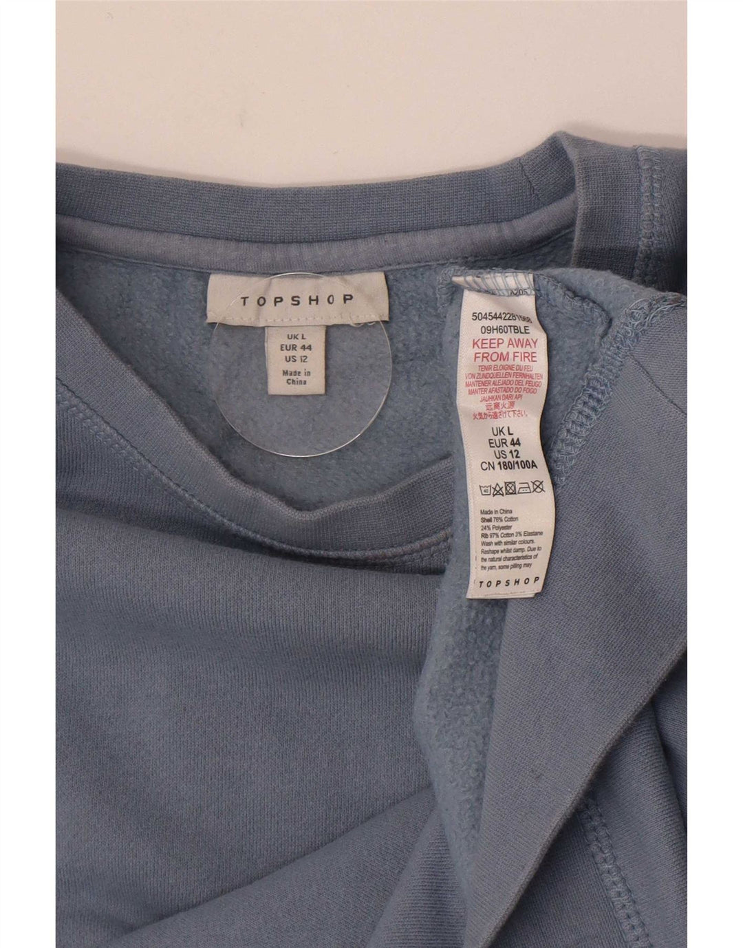 Topshop Damen-Sweatshirt in Übergröße, Größe UK 16, Größe L, Blau, Baumwolle